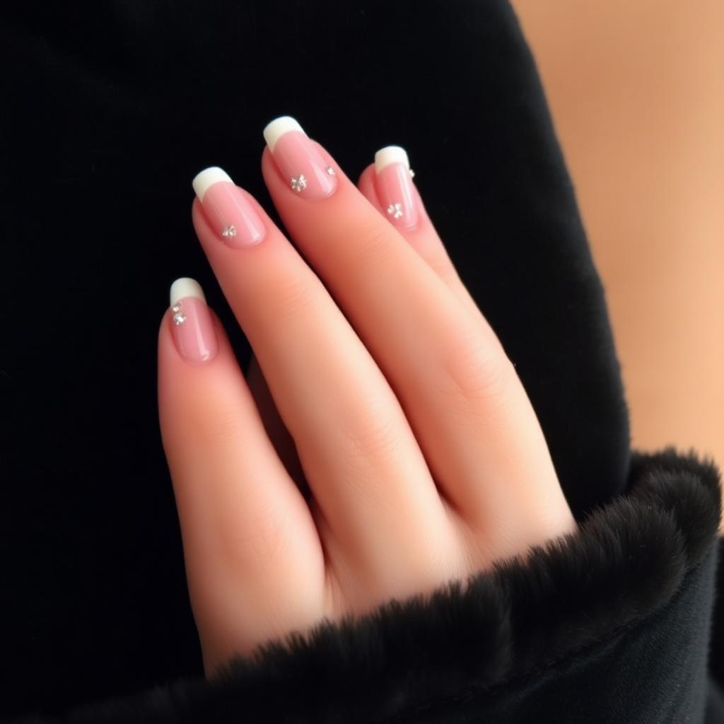 French tip with crystals